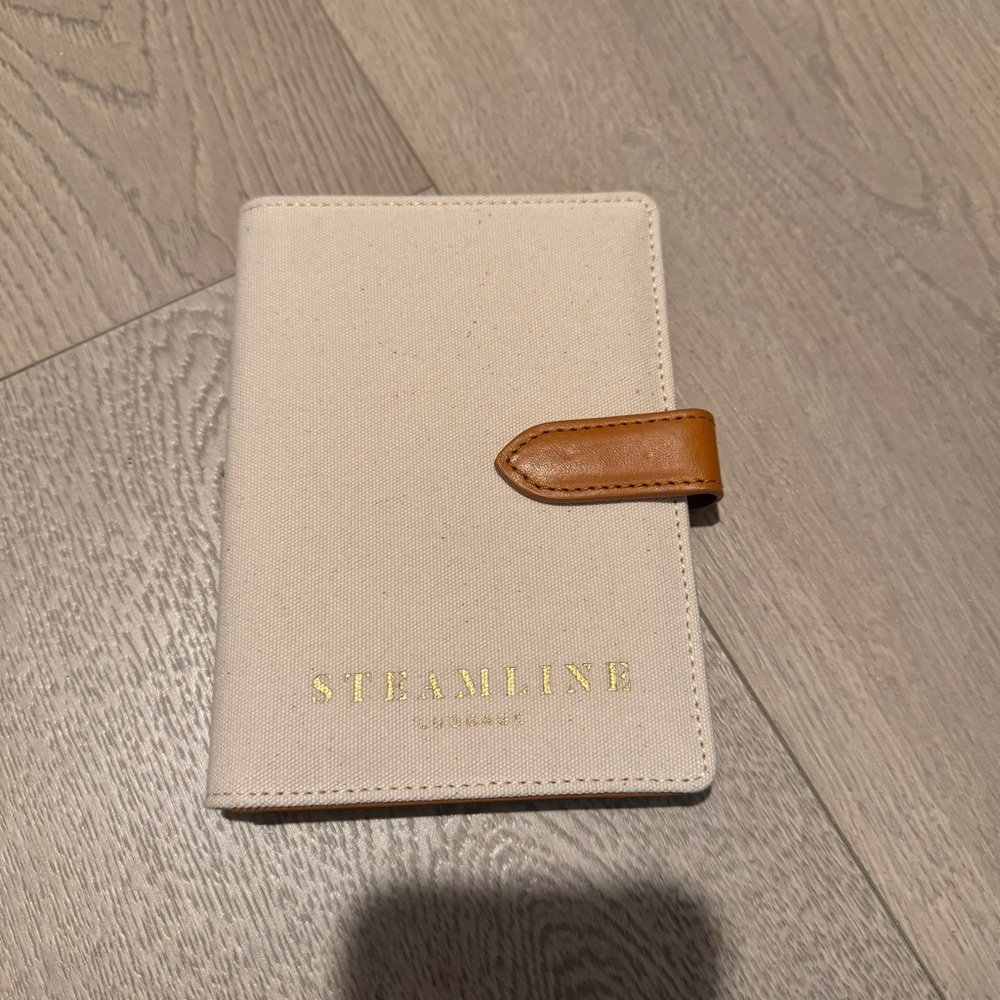 Steamline Luggage Passport Holder in Cream and Tan Leather